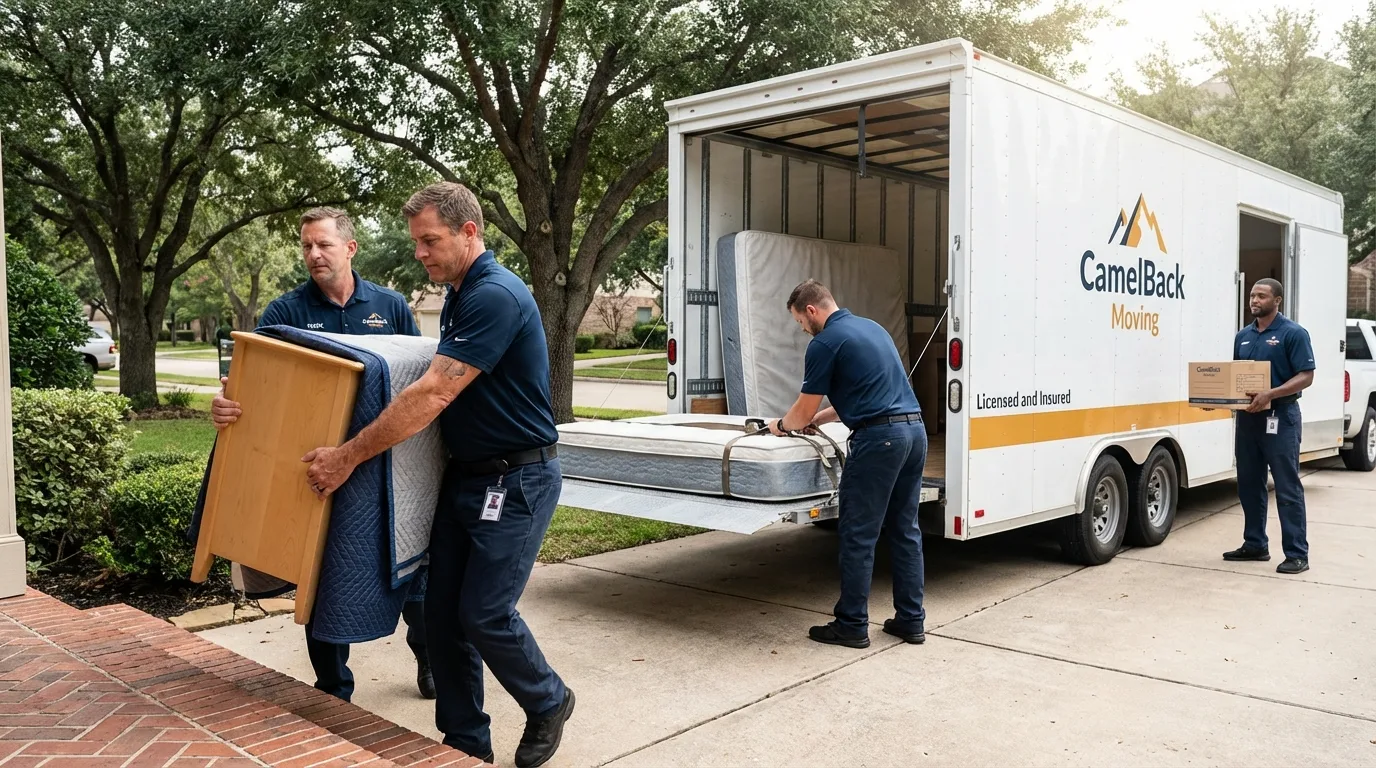 Crew loading residential truck for cross-state move from Smithville, TN